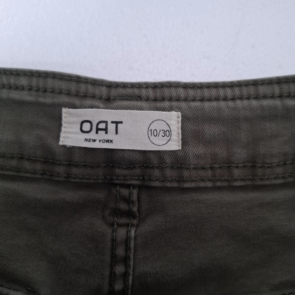 Oat New York Wide Leg Cargo Jeans Women’s 10/30 Green High Rise Stretch Denim - Picture 11 of 12